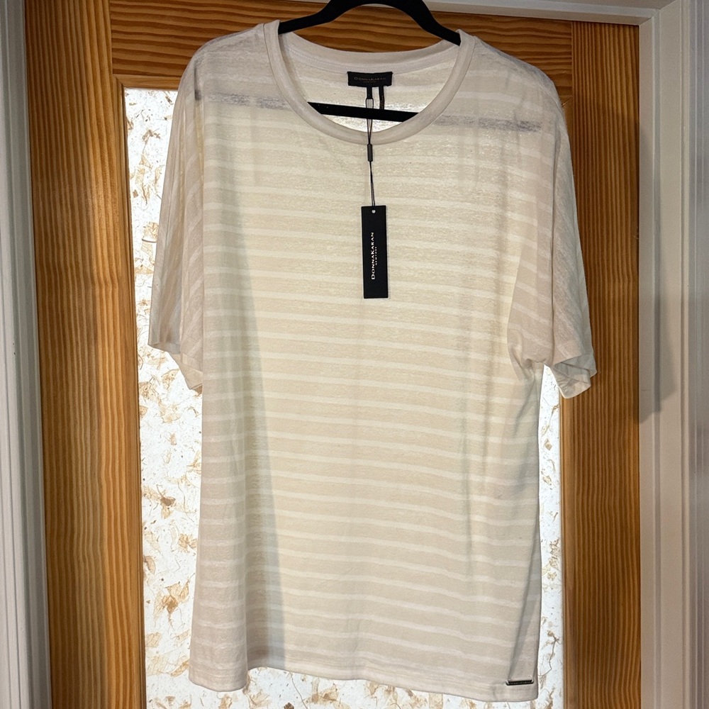 Donna Karan Cream Striped Tee